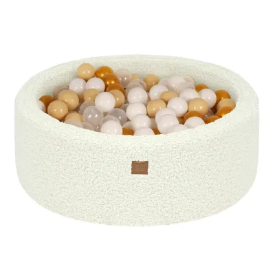 MeowBaby Bällebad Creme, Beige, Transparent, Gold 90x30x90 cm