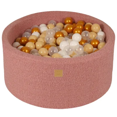MeowBaby Bällebad Pink, Beige, Weiß, Transparent, Gold 90x40x90 cm