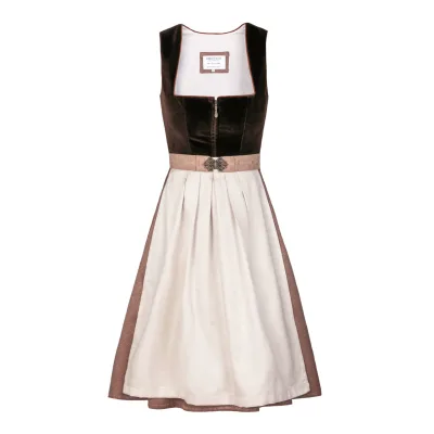Midi Dirndl Theresie Samt Braun