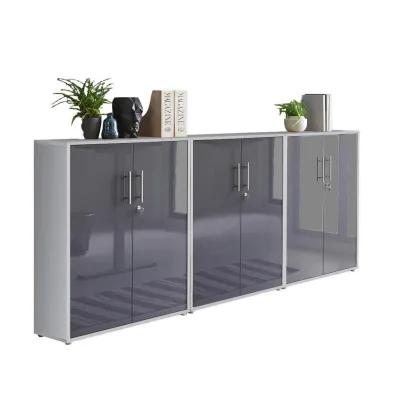 Mid.you Aktenschrank Grau, Anthrazit Hochglanz 253.2x113.6x33 cm