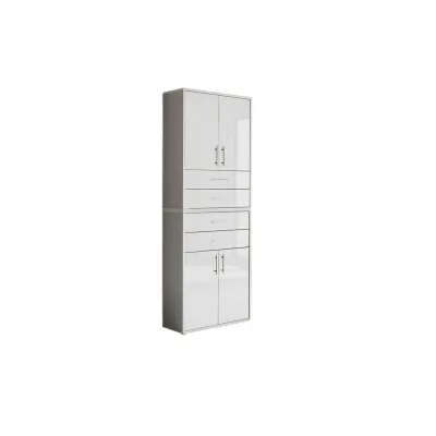 Mid.you Aktenschrank Grau, Weiß Hochglanz 84.4x227.2x33 cm