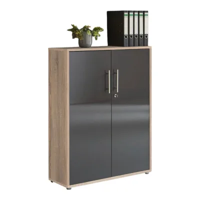Mid.you Aktenschrank Office Edition Sonoma Eiche, Anthrazit Hochglanz 84.5x114x33 cm