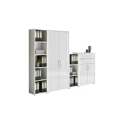 Mid.you Aktenschrank Office Edition - SW Set 22 Weiß, Weiß Hochglanz 257x185.6x33 cm