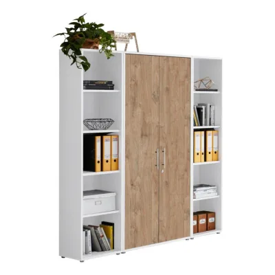 Mid.you Aktenschrank Office Edition - SW Set 3 Eiche, Weiß 173x186x33 cm