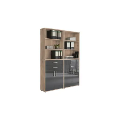 Mid.you Aktenschrank Sonoma Eiche, Anthrazit Hochglanz 168.8x227.2x33 cm