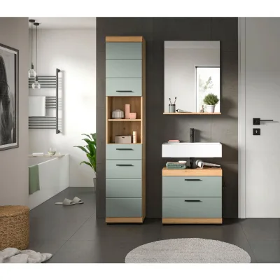 Mid.you Badezimmer Salbeigrün, Eiche Artisan 112 cm