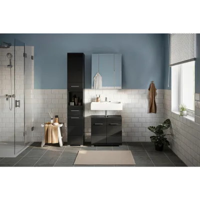 Mid.you Badezimmer Schwarz Hochglanz 90 cm