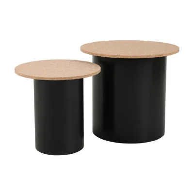 Mid.you Beistelltischset Natur, Schwarz 50-40x45-38x50-40 cm