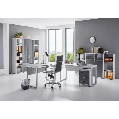 Mid.you Büro Office Edition - Büro Set 5 Grau, Anthrazit Hochglanz