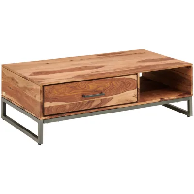 Mid.you Couchtisch Craft Line Anthrazit, Natur 120x38x60 cm