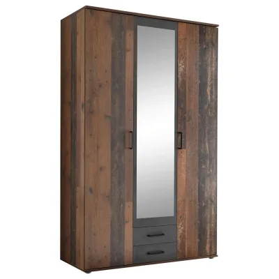 Mid.you Drehtürenschrank Akazie, Schiefer 120x196x53.5 cm