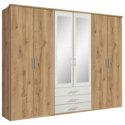 Mid.you Drehtürenschrank Wimex Ben Weiß, Eiche 270x210x58 cm