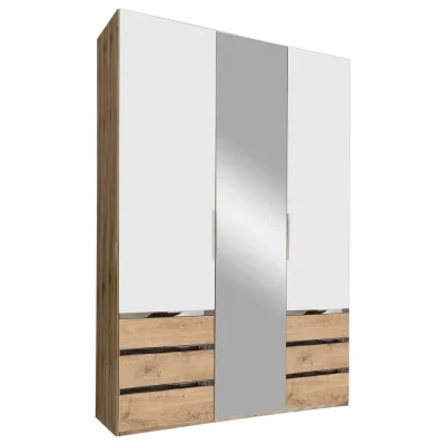 Mid.you Drehtürenschrank Wimex Level 36A Silber, Weiß, Eiche 150x216x58 cm
