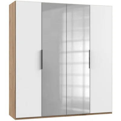 Mid.you Drehtürenschrank Wimex Level 36A Weiß, Eiche 200x216x58 cm