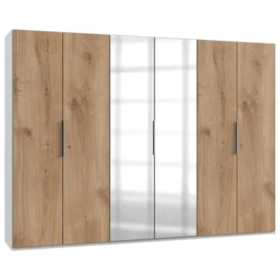 Mid.you Drehtürenschrank Wimex Level 36A Weiß, Eiche 300x216x58 cm
