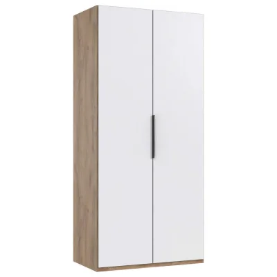Mid.you Drehtürenschrank Wimex Level 36A Weiß, Plankeneiche 100x216x58 cm