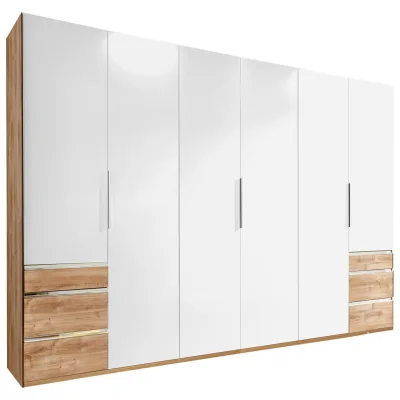 Mid.you Drehtürenschrank Wimex Level 36A Weiß, Plankeneiche 300x236x58 cm