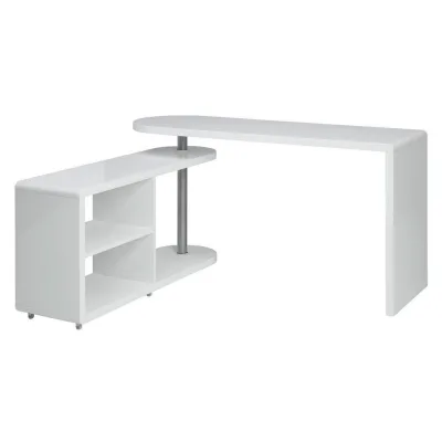 Mid.you Eckschreibtisch Silber, Weiß Hochglanz 145x74.7x50 cm