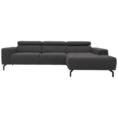 Mid.you Ecksofa Braun, Schwarz 292x175 cm