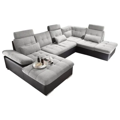 Mid.you Ecksofa Schwarz, Silber 324x218 cm