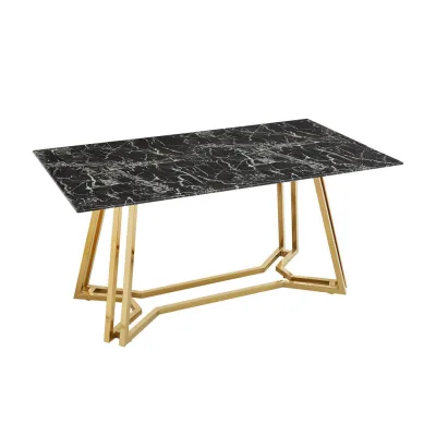 Mid.you Esstisch Schwarz, Gold 90x76x160 cm