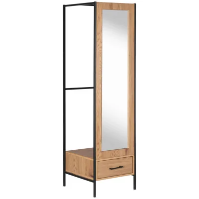 Mid.you Garderobenschrank Natur, Schwarz 44.5x165x50 cm