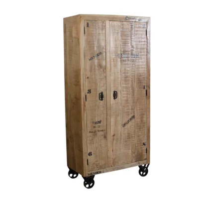 Mid.you Garderobenschrank Natur, Schwarz 90x190x45 cm
