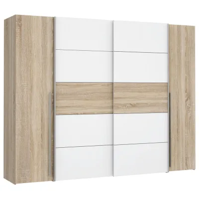 Mid.you Kleiderschrank Forte Narago Weiß, Sonoma Eiche 270x210x61 cm