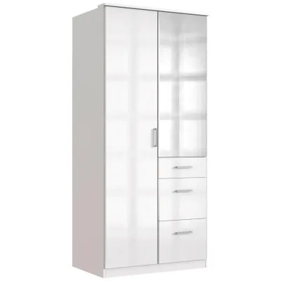 Mid.you Kleiderschrank Wimex Clack Silber, Weiß, Weiß Hochglanz 91x199x58 cm
