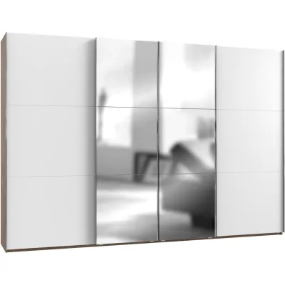 Mid.you Schwebetürenschrank Wimex Level 36 A Klar, Weiß, Eiche 350x236x65 cm