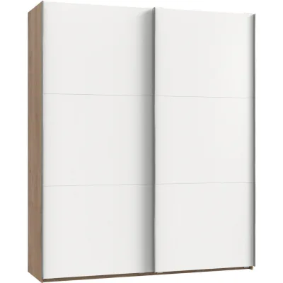 Mid.you Schwebetürenschrank Wimex Level 36 A Weiß, Eiche, Alu 200x236x65 cm