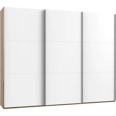 Mid.you Schwebetürenschrank Wimex Level 36 A Weiß, Eiche, Alu 300x236x65 cm