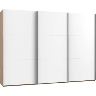 Mid.you Schwebetürenschrank Wimex Level 36A Weiß, Eiche 300x216x65 cm