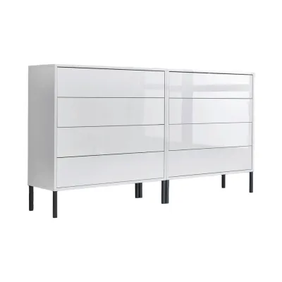 Mid.you Sideboard Mailand Set 1 + MF Weiß, Weiß Hochglanz 158x86x33 cm