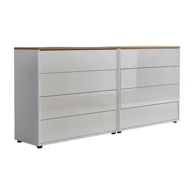 Mid.you Sideboard Mailand Set 1 Weiß, Eiche Artisan, Weiß Hochglanz 158x73x33 cm
