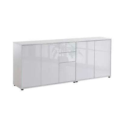 Mid.you Sideboard Mailand Set 10 Weiß, Weiß Hochglanz 184.5x73x33 cm