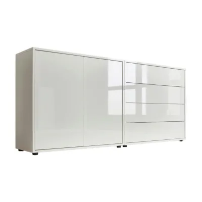 Mid.you Sideboard Mailand Set 3 Weiß, Weiß Hochglanz 158x73x33 cm