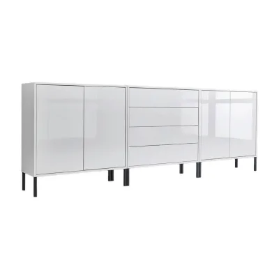 Mid.you Sideboard Mailand Set 5 + MF Weiß, Weiß Hochglanz 237x86x33 cm