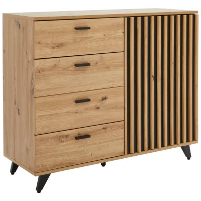 Mid.you Sideboard Oslo Schwarz, Eiche 103x86x40 cm