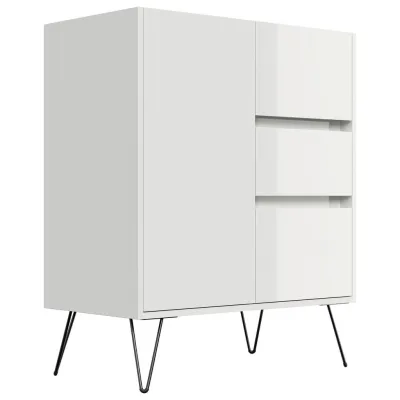 Mid.you Sideboard Posseik Industrial Weiß Hochglanz 76x93.6x42 cm