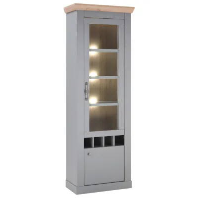 Mid.you Vitrine Hellgrau, Eiche 71x201x37 cm