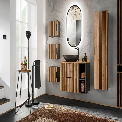Milaros Markt Badmöbel-Set Eiche Wotan 80x140x46.5 cm