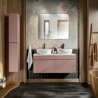 Milaros Markt Badmöbel-Set Rosa, Weiß 160x160x46 cm