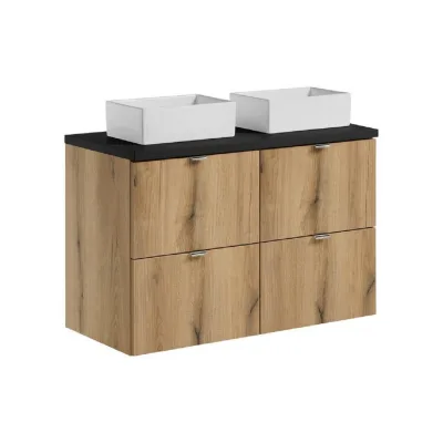 Milaros Markt Waschtischkombi Eiche Wotan, Schwarz 120x57x40 cm