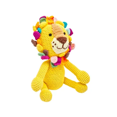 miniHeld Handgestrickter Löwe "Lio" gehäkelt Spielzeug 28 cm aus Baumwolle