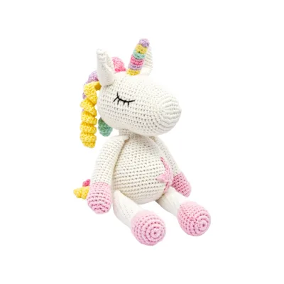 miniHeld Handgestricktes Einhorn "Glücksbringer" Spielzeug aus Baumwolle 28cm