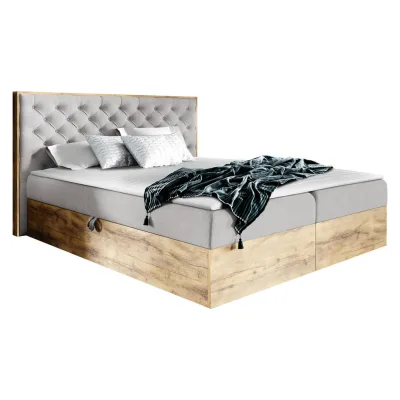 Mirjan24 Boxbett Eiche Wotan, Hellgrau 140x200 cm