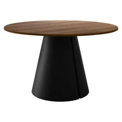 Mirjan24 Esstisch Schwarz, Nussbaum 120x76x120 cm