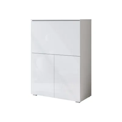 Mirjan24 Kommode Weiß, Weiß Hochglanz 90x126x42 cm