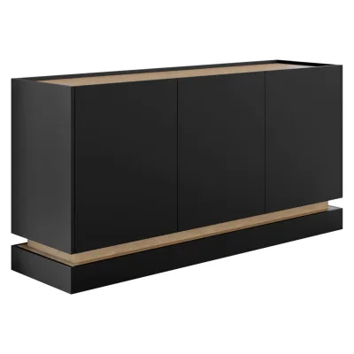 Mirjan24 Sideboard Schwarz, Eiche 160x75x37 cm